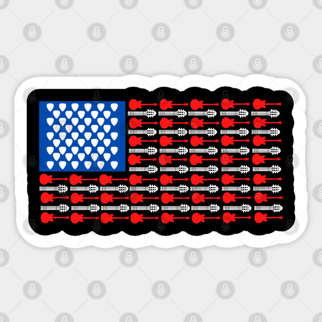 American Flag Guitar Sticker by Proud Town Tees